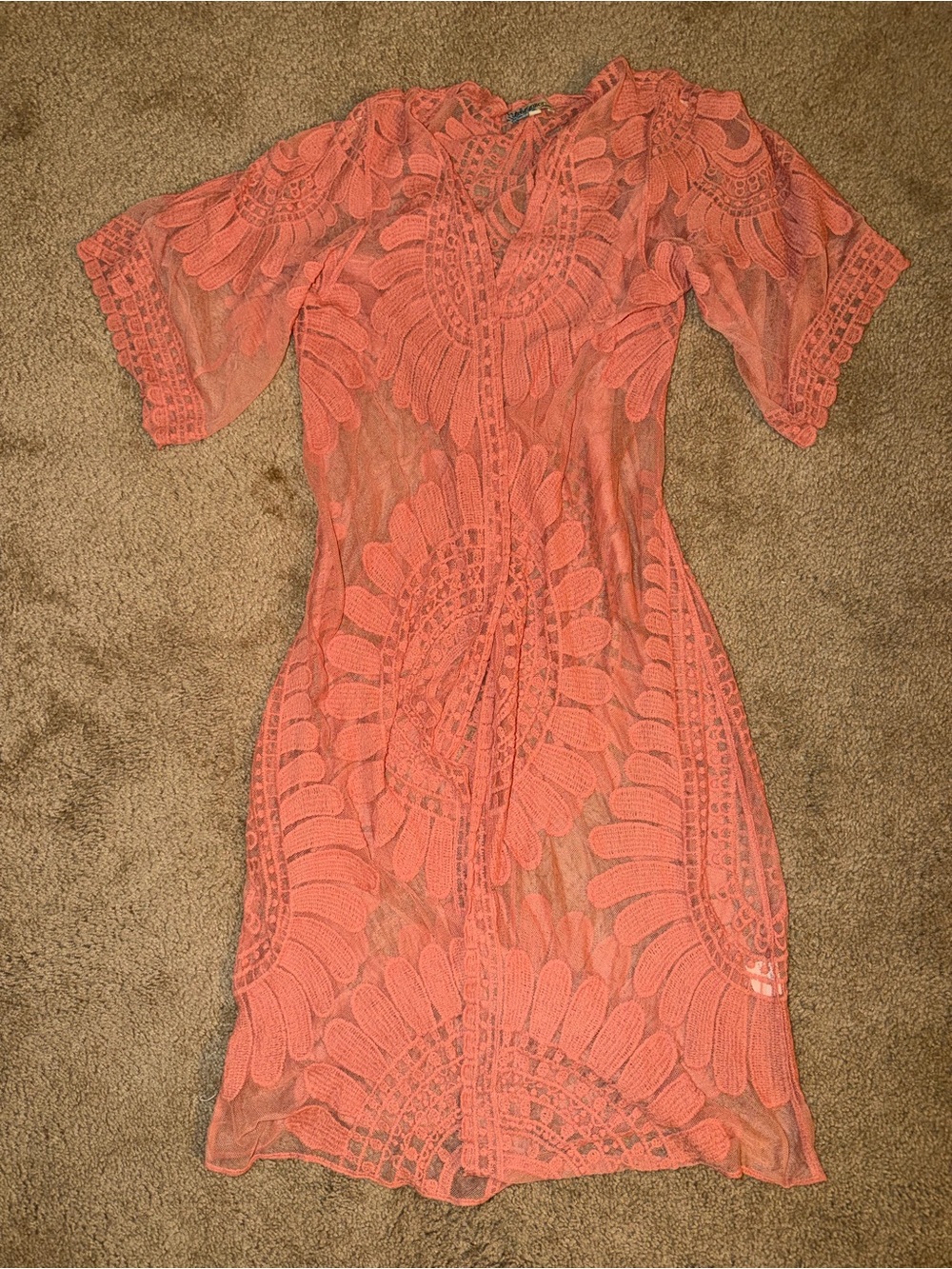 Rebellion Coral Pink cardigan - Can Be Used As Bathing Suit Cover Up